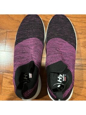 NEW Hyper Purple Black Comfy Memory Foam Slip On Sneakers Size 8